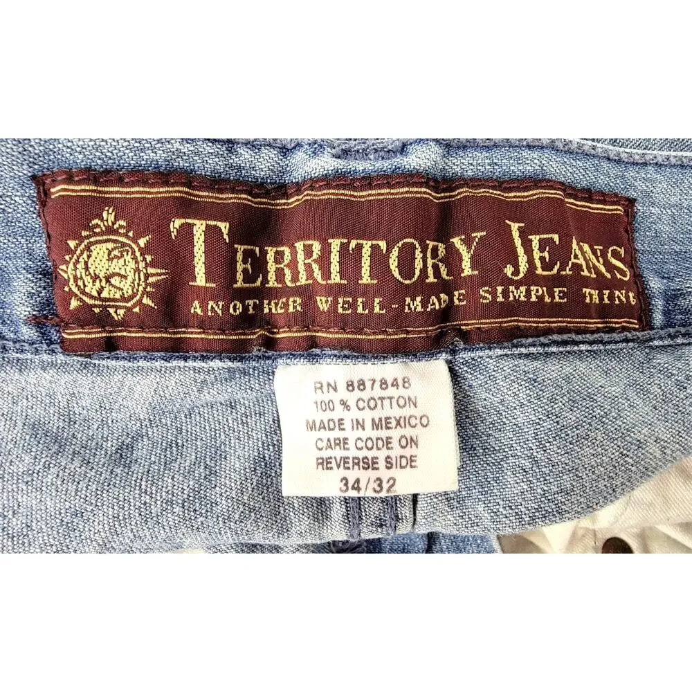The Territory Ahead Straight Leg Jeans 34x32 Relaxed Fit Cotton Denim